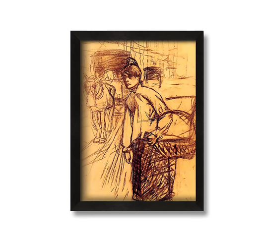 toulouse Lautrec Study for the Washing Machine - Picture Frame Graphic Art on Canvas