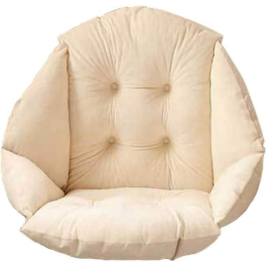 Readcly - Chair Cushion with Backrest Seat Shell Armchair Soft Velvet Waterproof Elastic for Garden Straw Rattan Chair Beige 40 * 40 * 48cm