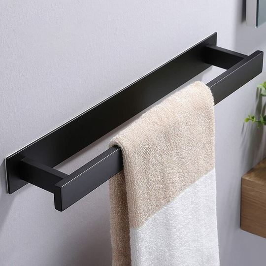 Bathroom Towel Holder, Self Adhesive Towel Holder 40cm Towel Rack sus 304 Stainless Steel, Black