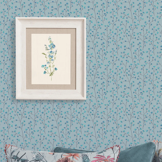 Dotty Blue Flower by August Grove - Picture Frame Painting