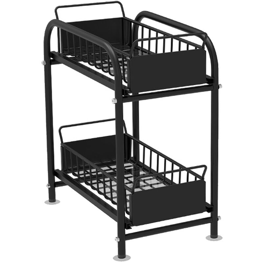 Under Sink Organzier, 2-Tier Cabinet Organizer Shelf for Kitchen,Bathroom,Office,Countertop Stackable Storage Basket (black)