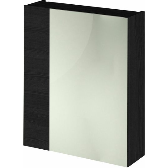 Fusion Mirror Unit (75/25) 600mm Wide - Charcoal Black - Hudson Reed