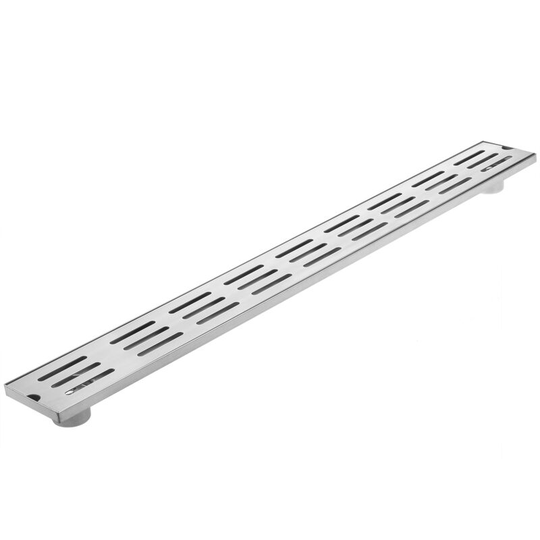 PrimeMatik - 90x10cm floor double drain gutter with matte stainless steel grid