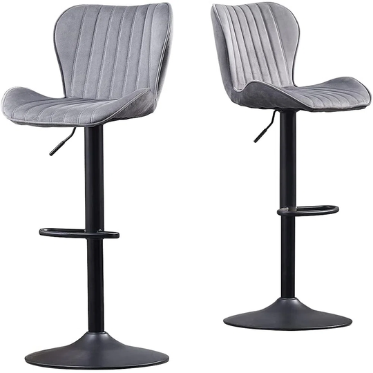 Velvet Upholstered Height Adjustable Bar Stools