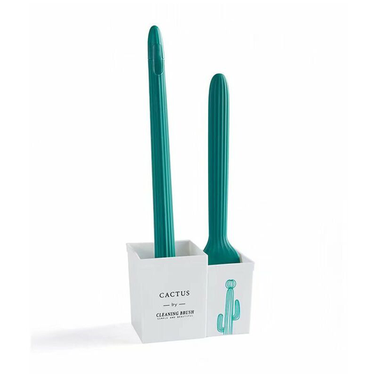 Toilet brush, no dead corners, toilet brush, long sleeve, soft hair, housekeeper cleaning wall (cactus)