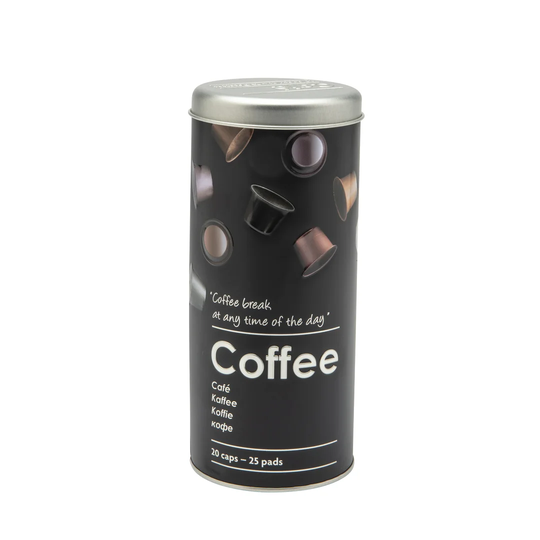 20-Pod Embossed Coffee Capsule/Pod Tin