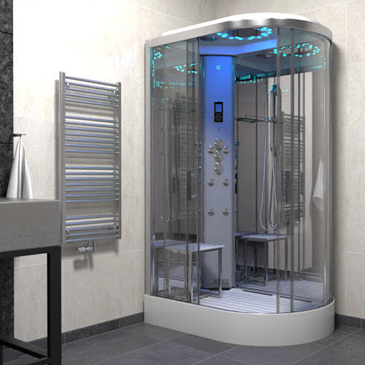 Insignia Platinum Offset Quadrant Steam Shower Cabin 1100 x 700mm - Chrome Frame Left Hand