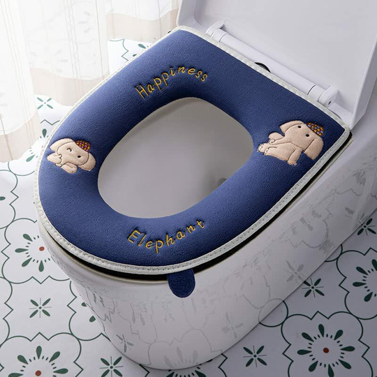 2 Pack Thicker Toilet Seat Covers with Toilet Lid Handle Soft and Thick Washable Fits All Oval Toilet Seats