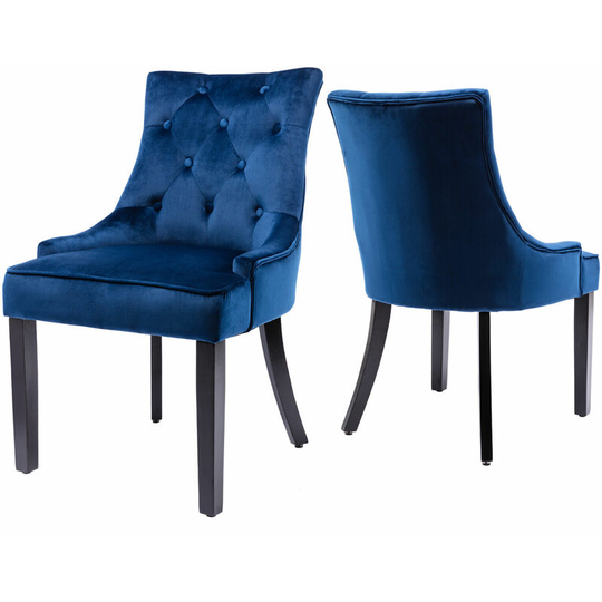 Set of 2 Dining Chairs Fabric Velvet Vintage Retro Armchairs Club Restaurant Lounge Living Room Bedroom Chairs with Upholstered Seat Solid Wood Legs,