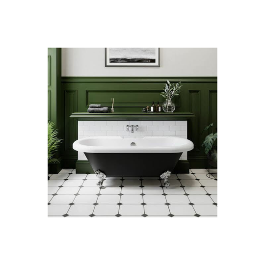 Parklane - Traditional Freestanding Bath Roll Top Acrylic Double Ended Bathtub Black 1500mm - Black