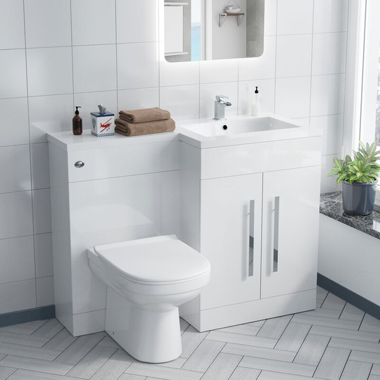 Neshome - Aric rh 1100mm Vanity Basin Unit, wc Unit & Elso Back To Wall Toilet White