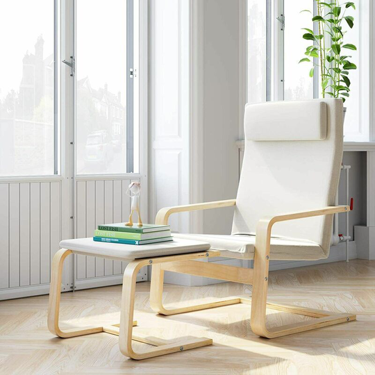 Armchair Recliner Chair, with Footrest Comfortable Relax Chair Living Room Armchair Lounge Chair with Cushion Seat (Creamy White) - Gizcam