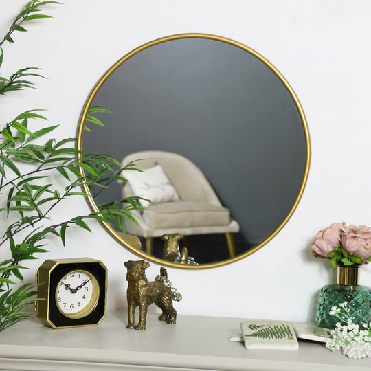 Round Gold Wall Mounted Mirror 50cm x 50cm - Gold