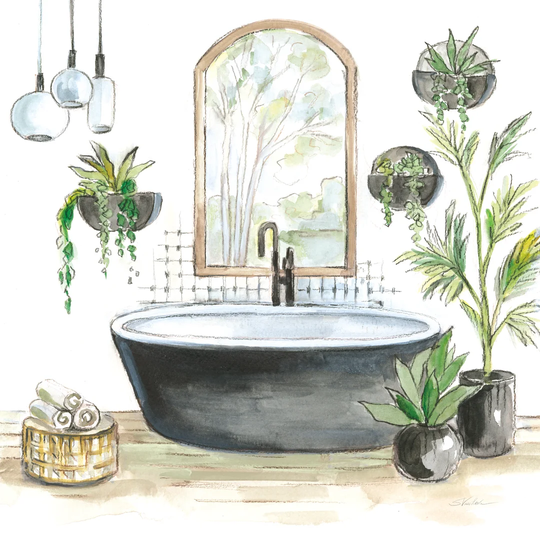 Black Bathtub II by Silvia Vassileva - Wrapped Canvas Painting Print