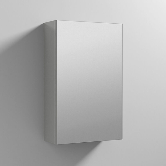 Athena 1-Door Mirrored Bathroom Cabinet 715mm h x 450mm w - Gloss Grey Mist - Nuie