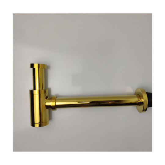 Round Brass Sink for Bottle Sink Basin Trap Drain Basin for Pipe Drain Sink Height Adjustable Hose, Brushed Gold