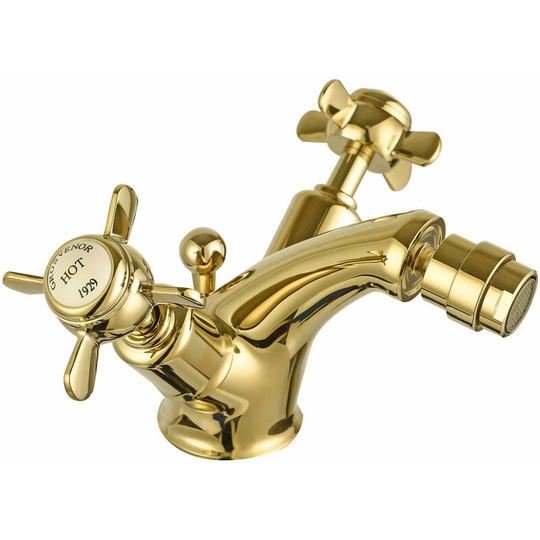JTP Grosvenor Pinch Bidet Mixer Tap with Pop Up Waste - Antique Brass