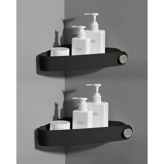 2 Pieces Plastic Shower, Bathroom Storage, Bathroom Storage and Organization, Shower Soap Dish, Bathroom Shelf, Includes 6 Adhesive Stickers, Black