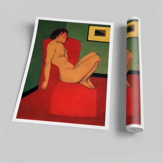 Felix Vallotton Nude in A Red Armchair - Graphic Art Print on Paper