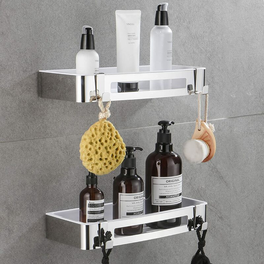 Shower Shelf, No Drilling Bathroom Shelves, Rustproof Shower Storage Basket Bathroom Accessory Bathroom Soap Dish Shampoo Holder - 2 Pieces