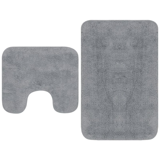 Bathroom Mat Set 2 Pieces Fabric Grey - Grey