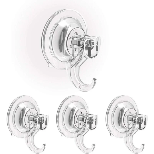 Perlerare - Set of 4 Wall Suction Cup Hook Bathroom Towel Holder Suction Cup Hooks Kitchen Utensil Shower Window Glass Tile Key Coat