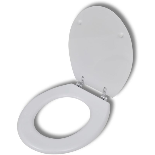 Wc Toilet Seat mdf Hard Close Lid Simple Design White VD03713 - Hommoo