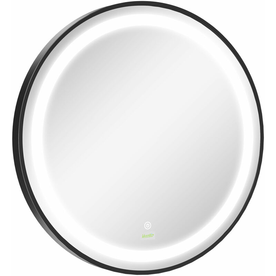 Wall Mounted Round led Bathroom Mirror with 3 Light Colours, Black - Black - Kleankin