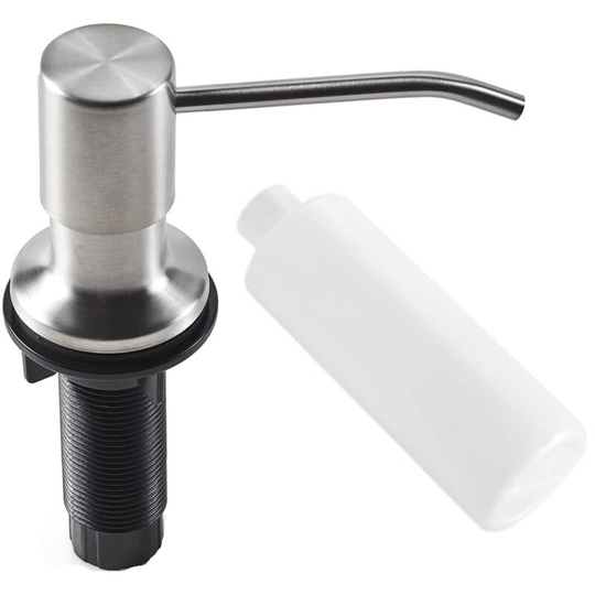 Kitchen Sink Soap Dispenser, Stainless Steel (Brushed Nickel), for Dish Soap or Hand Soap, Top Refill, Countertop Built-in, Fits 1-1.4 Inch Hole