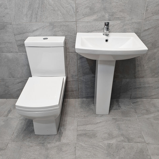 Hydros - Christina Closed Couple Toilet wc & Pedestal Basin Bathroom Set, Toilet, Basin & Tap