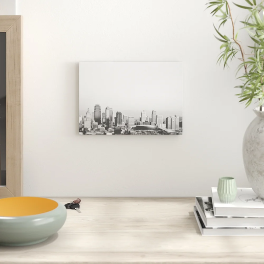 'Black and White City View Skyline' Graphic Art
