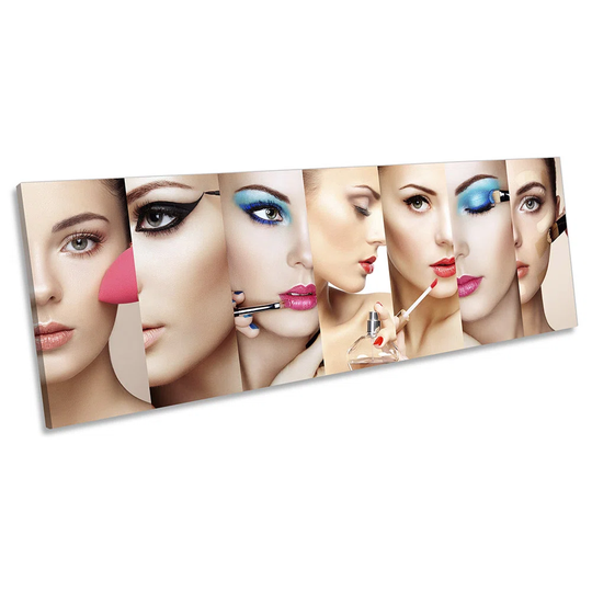 Makeup Lipstick Beauty Salon PANORAMA CANVAS WALL ART Print Picture Beige
