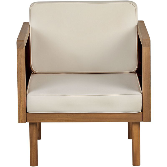 Modern Armchair Light Acacia Wood Garden Chair Patio Terrace - Light Wood
