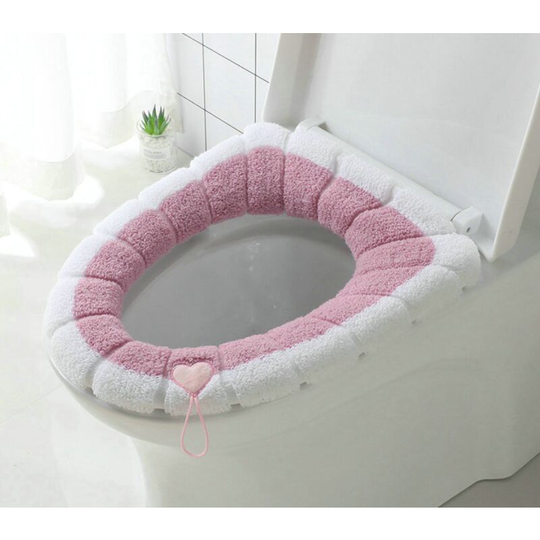 5pcs Universal Waterproof Toilet Seat Cushions with Hanging Loop - Soft and Warm - Washable(Pink)