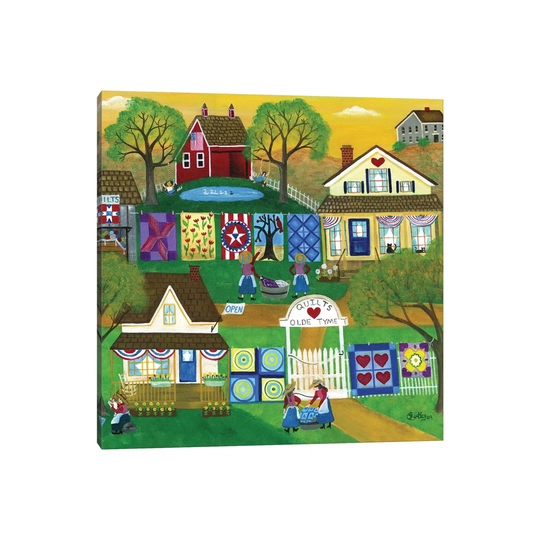 Old Tyme Barn Folk Art Quilts by Cheryl Bartley - Painting on Canvas