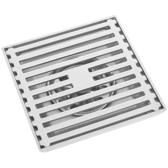 12x12cm siphon drain with removable shiny stainless steel grid - Primematik