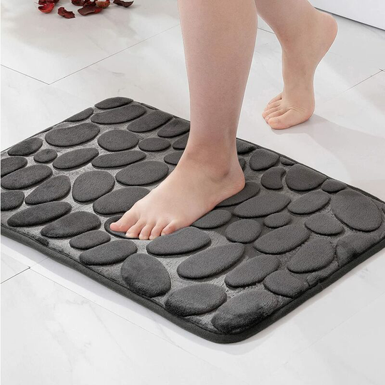 Perlerare - 1 p Entrance Mat Bathroom Mat Memory Foam Hydrophilic Pebble Microfiber Design Non-Slip Soft for Bathroom Bathtub Kitchen 50x80cm Dark