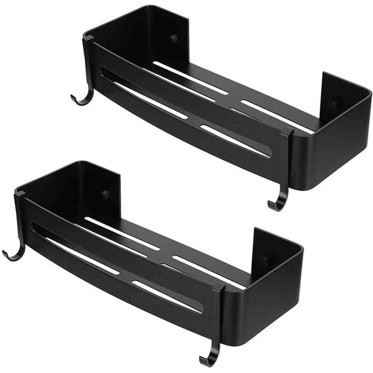 Glue Bathroom Shelf Without Drilling Black, Shower Basket Shower Organizer Storage Basket for Shampoo