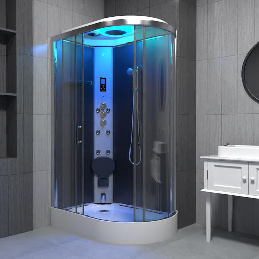 Insignia Platinum Offset Quadrant Steam Shower Cabin 1200 x 800mm - Chrome & Anthracite Left Hand