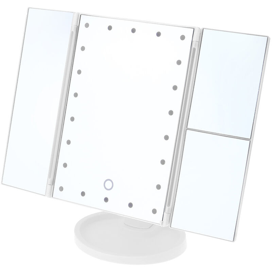 Tri-Fold Touch Screen Makeup Mirror Tabletop Cosmetic Vanity Light up white
