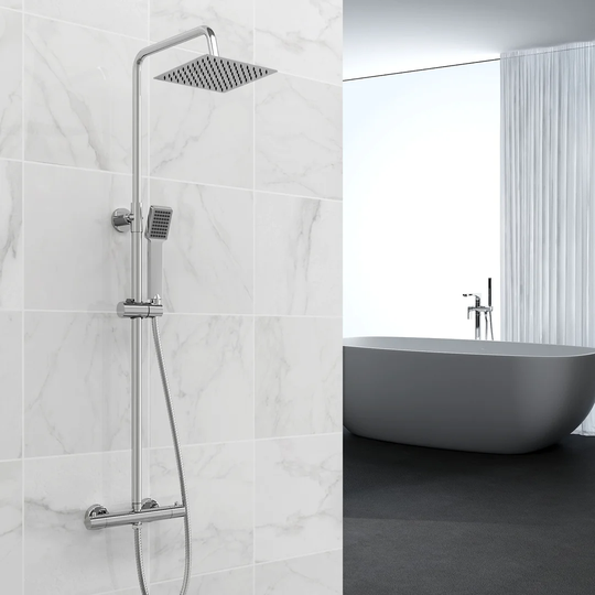8 Inch Square Thermostatic Shower Mixer 2 Heads