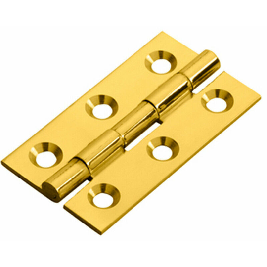 Pair 50 x 28 x 1.5mm Cabinet Hinge Polished Brass Small Cupboard Door
