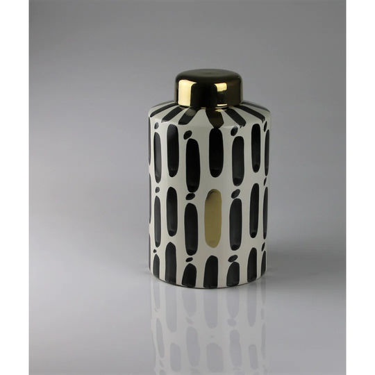 Sugartown Black/Gold/White Ceramic Table Vase