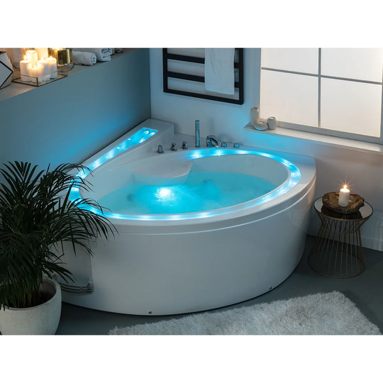 Pelican Turrella 206mm x 164mm Back to Wall Whirlpool Bathtub with 9 Jets