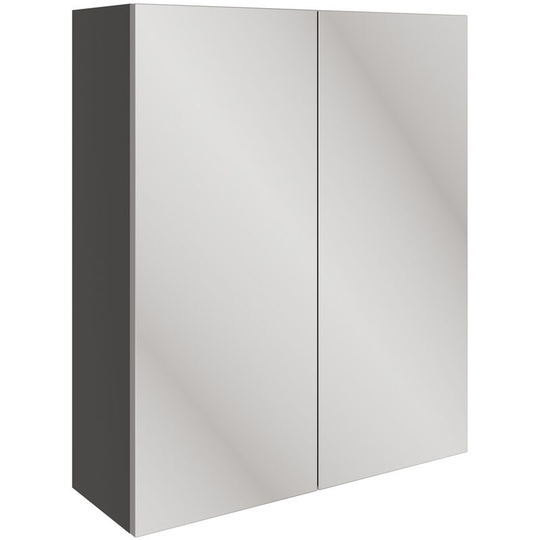 Bergen 2-Door Mirrored Bathroom Cabinet 600mm Wide - Onyx Grey Gloss - Signature