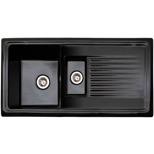 Black Ceramic 1.5 Bowl Kitchen Sink - Reginox