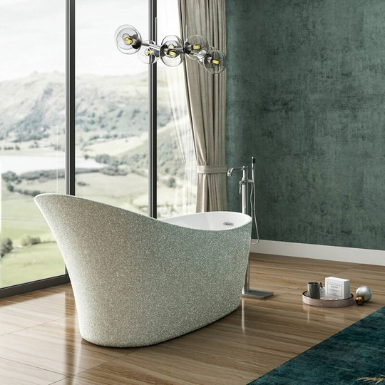 Freestanding Bath Single Slipper Luxury Soaking Bathtub Silver Acrylic 1590mm - Silver