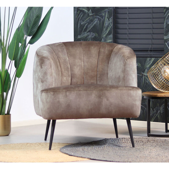 Velvet armchair Billy Taupe - Taupe