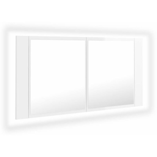 Vidaxl - led Bathroom Mirror Cabinet High Gloss White 90x12x45 cm Acrylic White