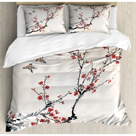 Lavinia Black/Burgundy Microfibre 350 TC Duvet Cover Set